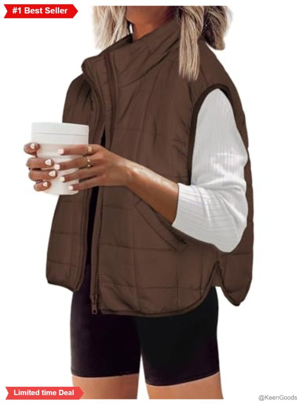 Women's Quilted Zip Up Puffer Vest Sleeveless Lightweight Warm Outerwear